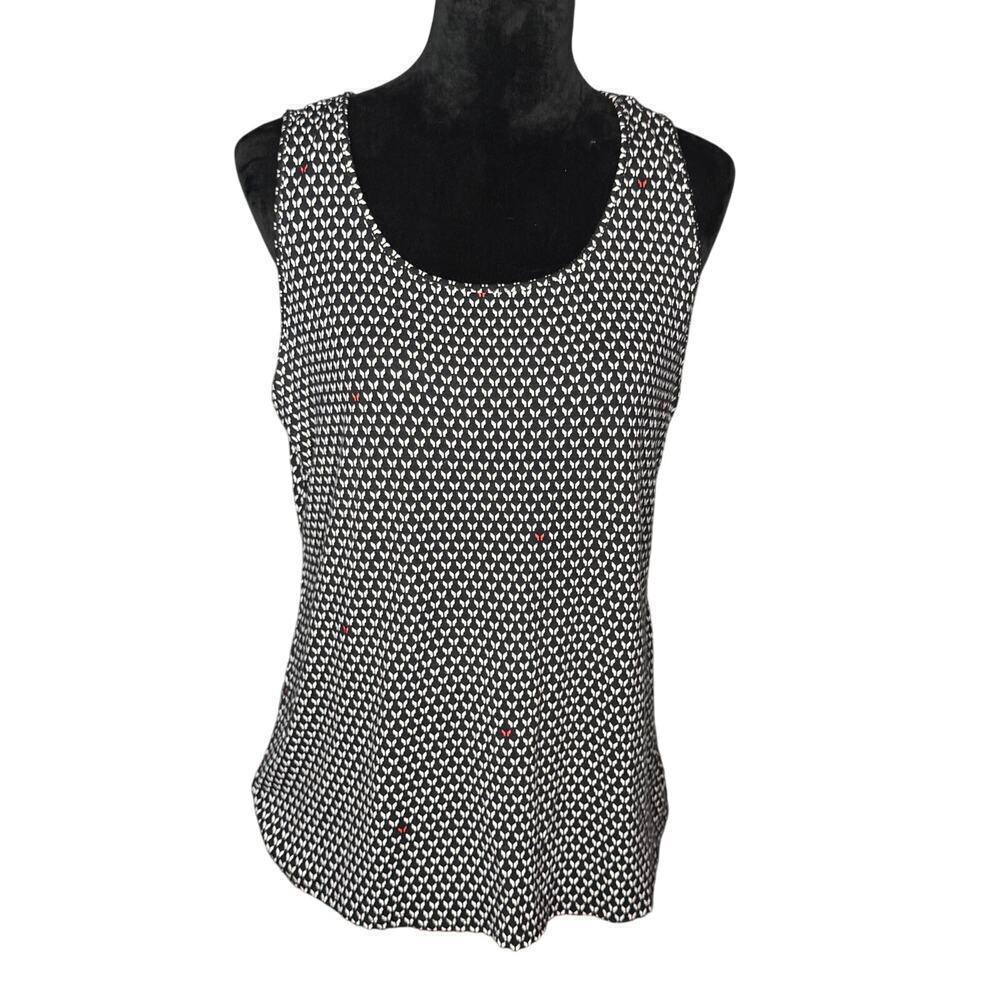 J. Jill Women's sz Medium Wearever Collection Tank Top Black White Butterfly